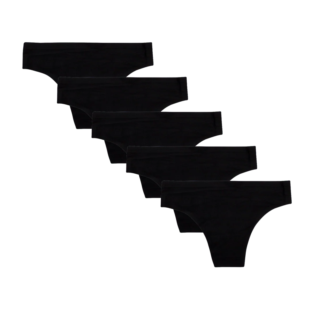 Classic Black Bundle - Ladies Seamless Brazilian Briefs 5 Pack Bundle - Image 2