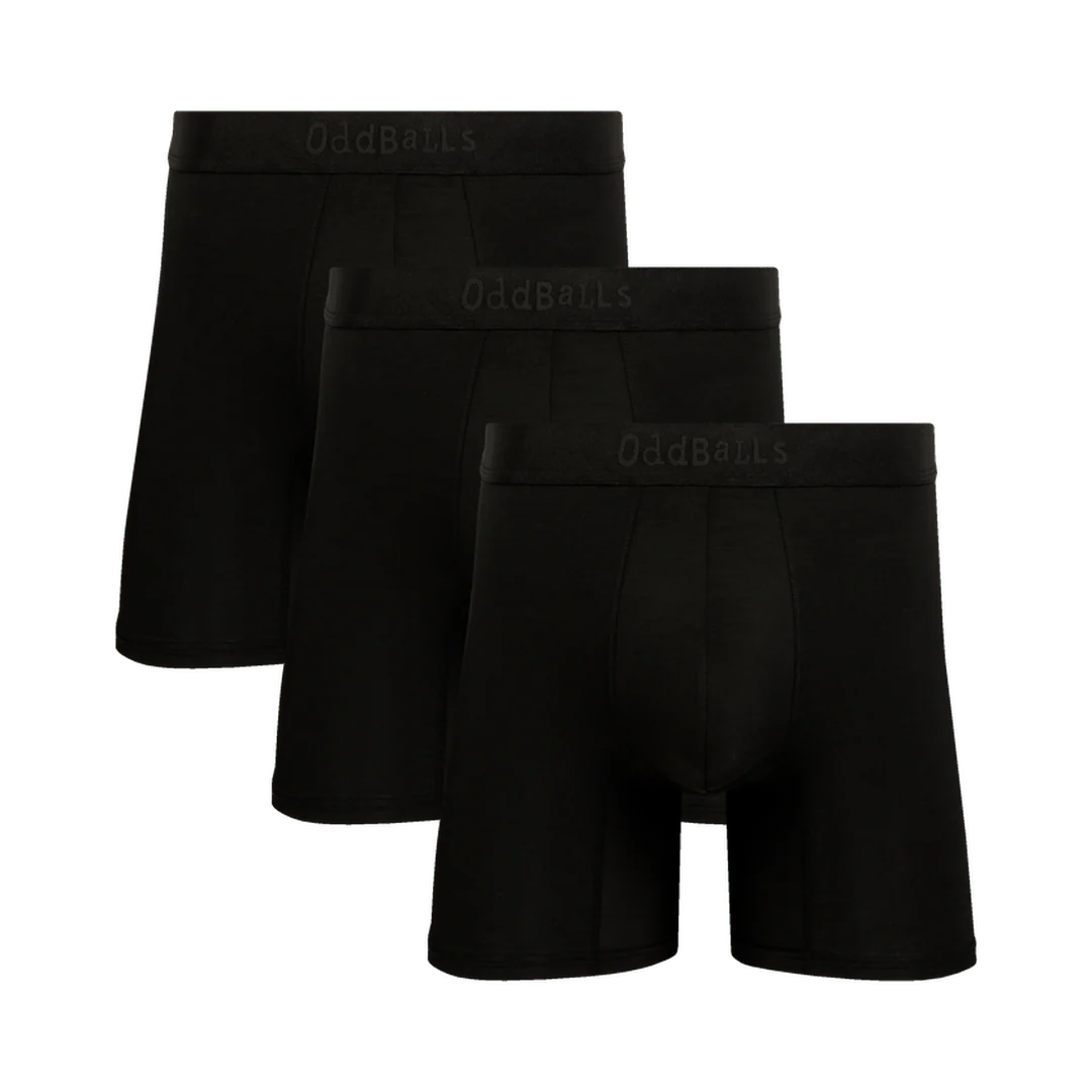 Stealth Black Bundle - Mens Bamboo Boxer Shorts 3 Pack